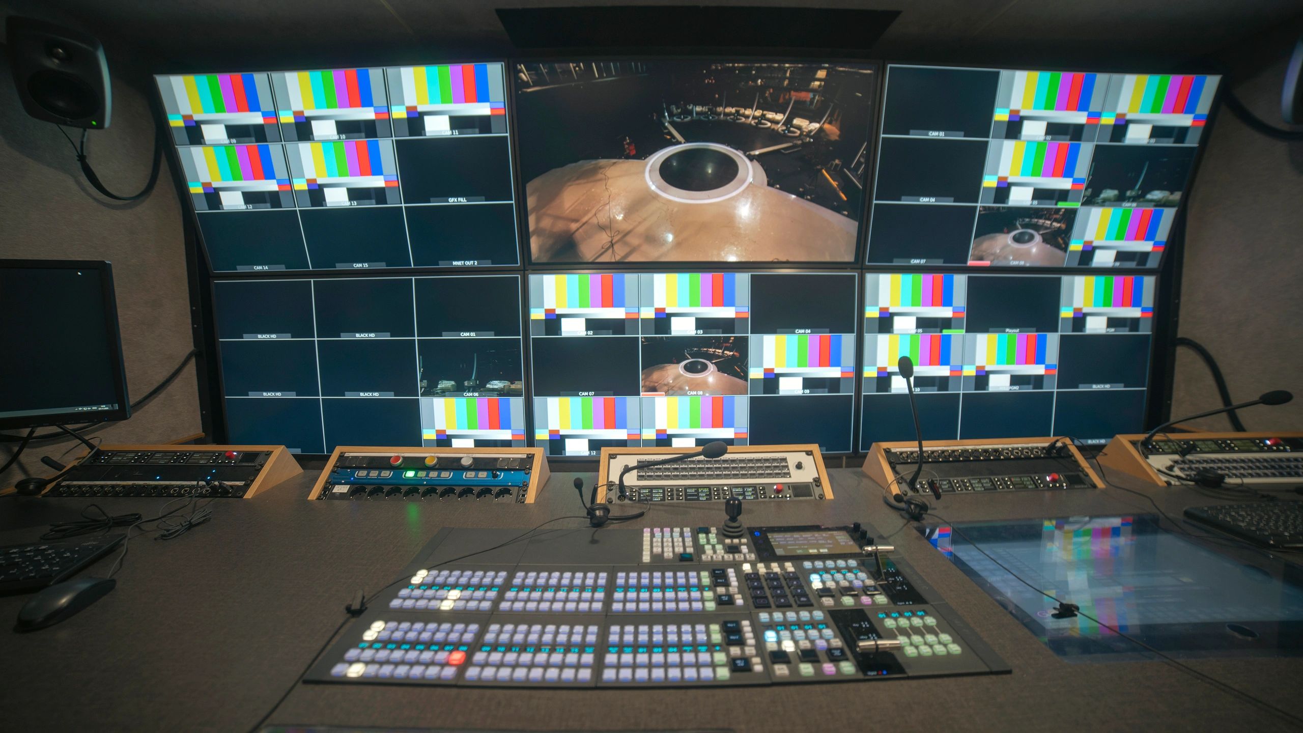 Professional control room with advanced technology infrastructure